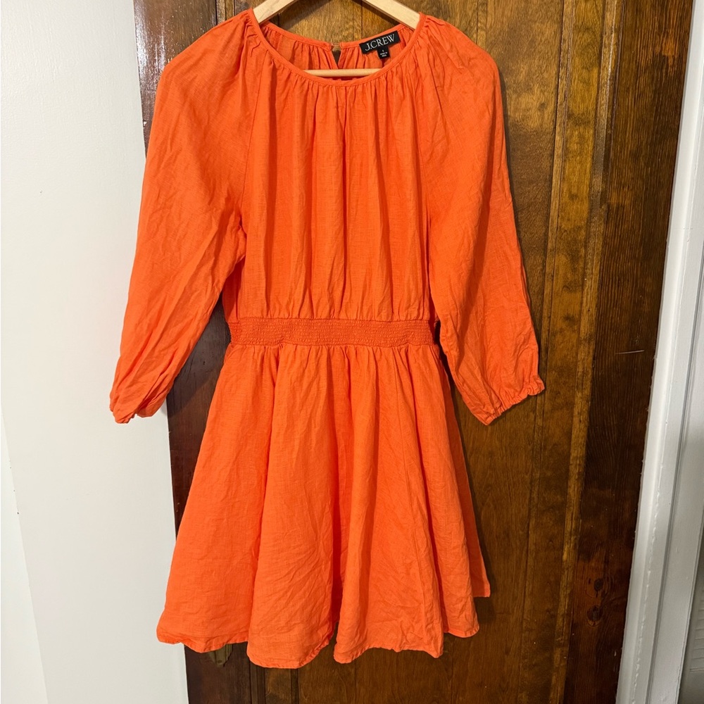 J. Crew Orange Puff-Sleeve Mini Dress-Size Small